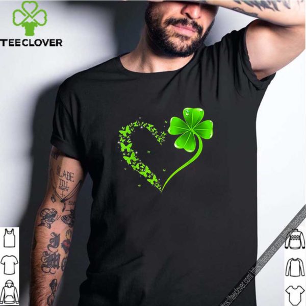 Butterfly Heart Leaf Irish St. Patrick Day Clover Heart T-hoodie, sweater, longsleeve, shirt v-neck, t-shirt