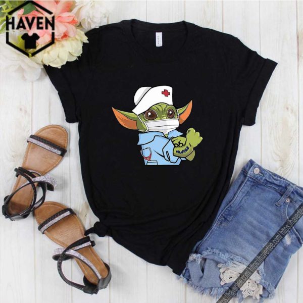 Baby Yoda Wearing Scrub Nurse Strong T-