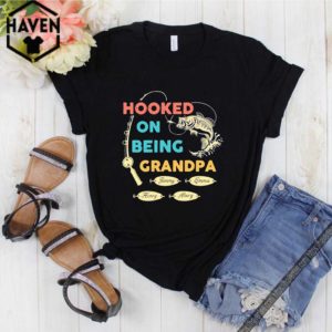 Hooked On Being Grandpa Gift For Grandpa Father Day Pin Shirt