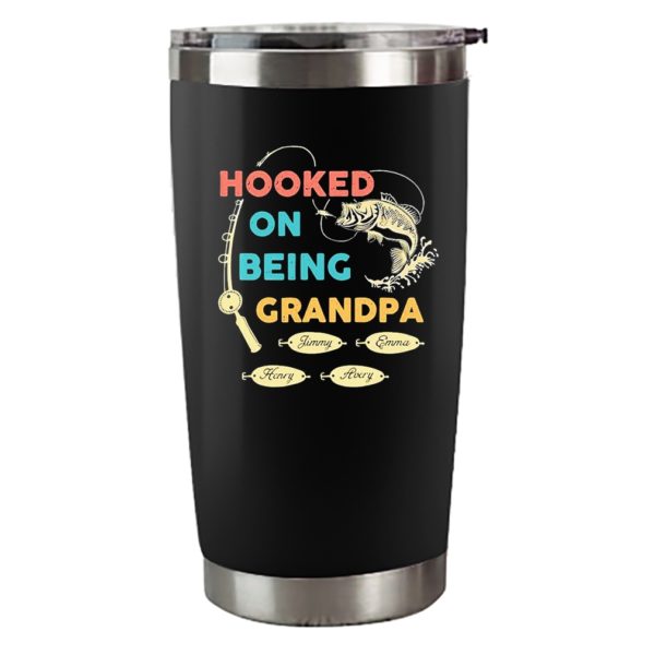 Hooked On Being Grandpa Gift For Grandpa Father Day Pin