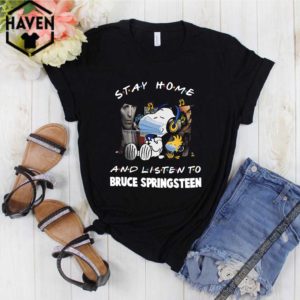 Snoopy And Woodstock Mask Stay Home And Listen To Bruce Springsteen Shirt