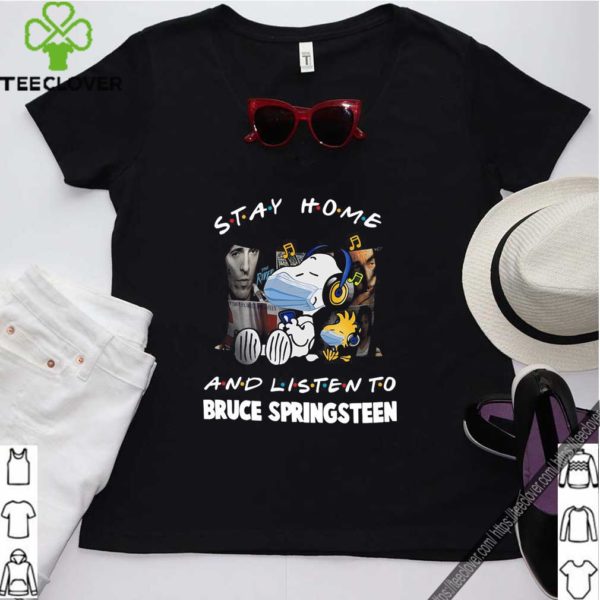 Snoopy And Woodstock Mask Stay Home And Listen To Bruce Springsteen Shirt