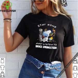 Snoopy And Woodstock Mask Stay Home And Listen To Bruce Springsteen Shirt