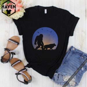 Bigfoot and wolf sunset shirt