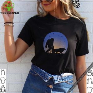 Bigfoot and wolf sunset shirt