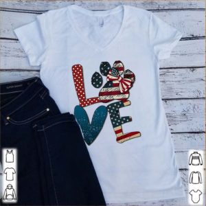 Independence Day love dog paw shirt