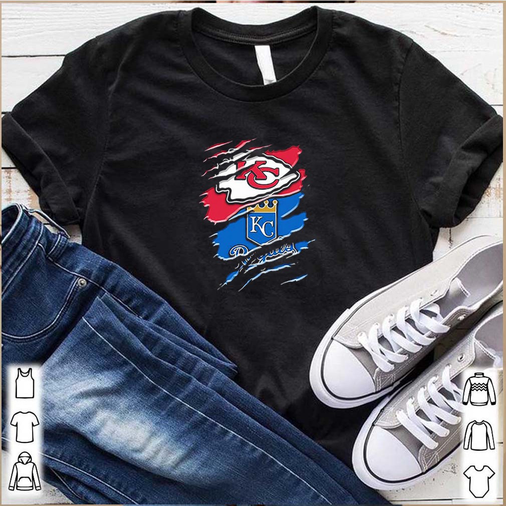 Logo Kansas City Chiefs And Kansas City Royals Torn t-shirt by To