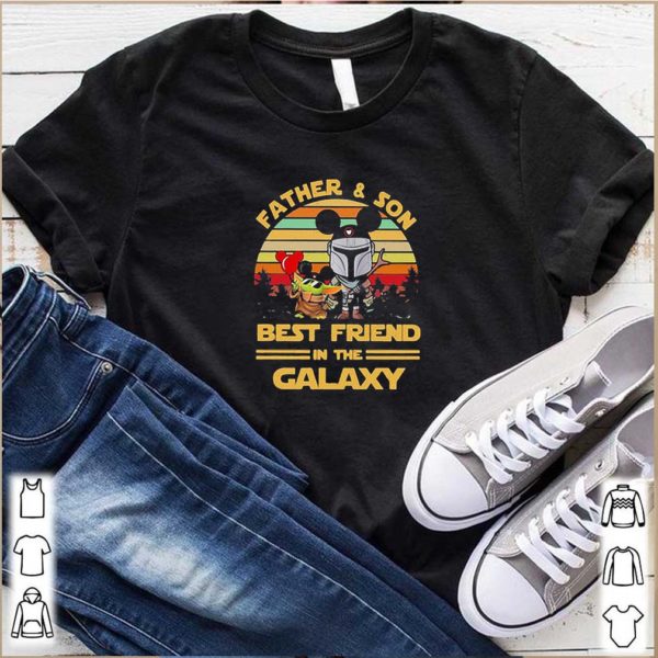 Mickey Baby Yoda and Mandalorian father and son best friends in the galaxy vintage hoodie, sweater, longsleeve, shirt v-neck, t-shirt