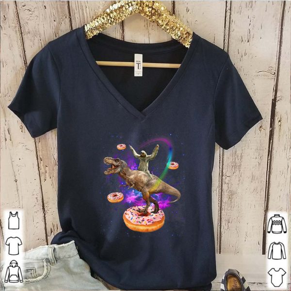 Space Sloth Riding Dinosaur T-rex Donuts GalaxySloth Shirt