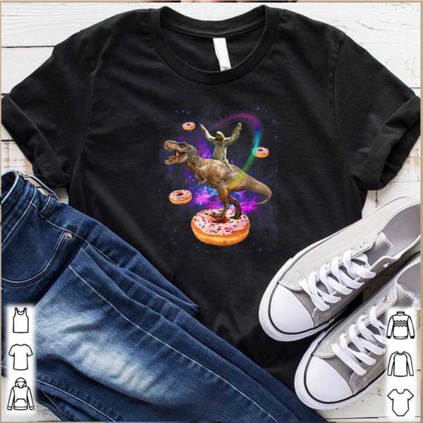 Space Sloth Riding Dinosaur T-rex Donuts GalaxySloth Shirt