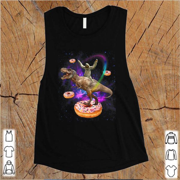 Space Sloth Riding Dinosaur T-rex Donuts GalaxySloth Shirt
