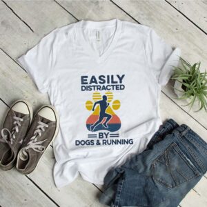 Easily Distracted By Dogs And Running Footprint Vintage Retro shirt