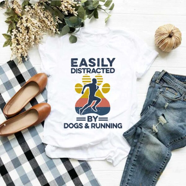 Easily Distracted By Dogs And Running Footprint Vintage Retro