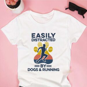 Easily Distracted By Dogs And Running Footprint Vintage Retro