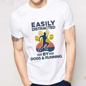 Easily Distracted By Dogs And Running Footprint Vintage Retro shirt