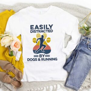 Easily Distracted By Dogs And Running Footprint Vintage Retro