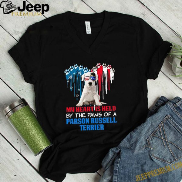 Heart Paw America My Heart Is Held By The Paws Of A Parson Russell Terrier hoodie, sweater, longsleeve, shirt v-neck, t-shirt