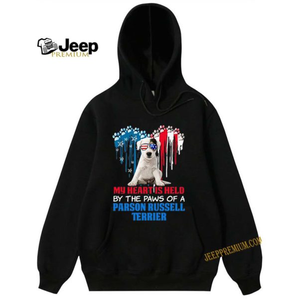 Heart Paw America My Heart Is Held By The Paws Of A Parson Russell Terrier hoodie, sweater, longsleeve, shirt v-neck, t-shirt