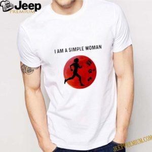 I Am A Simple Woman Running Paw Wine Sunset shirt