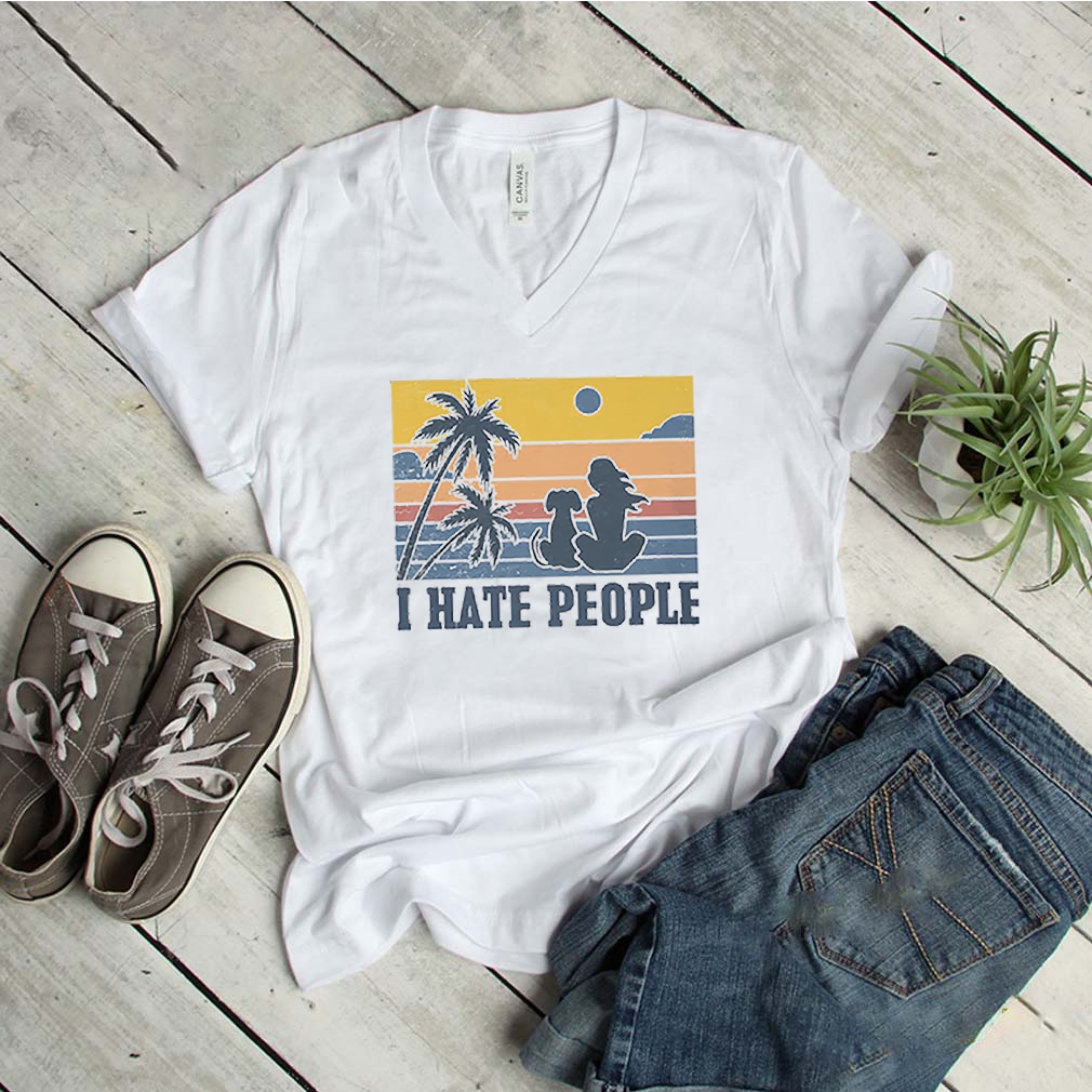 I Hate People Dog Beach Girl Vintage T-