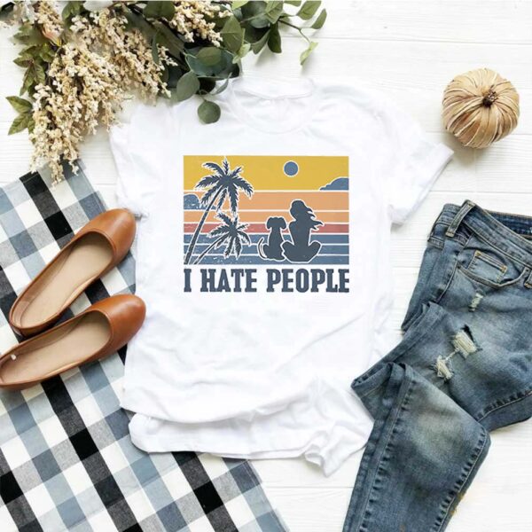 I Hate People Dog Beach Girl Vintage T-