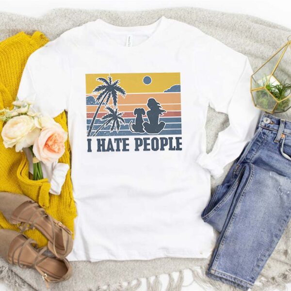 I Hate People Dog Beach Girl Vintage T-