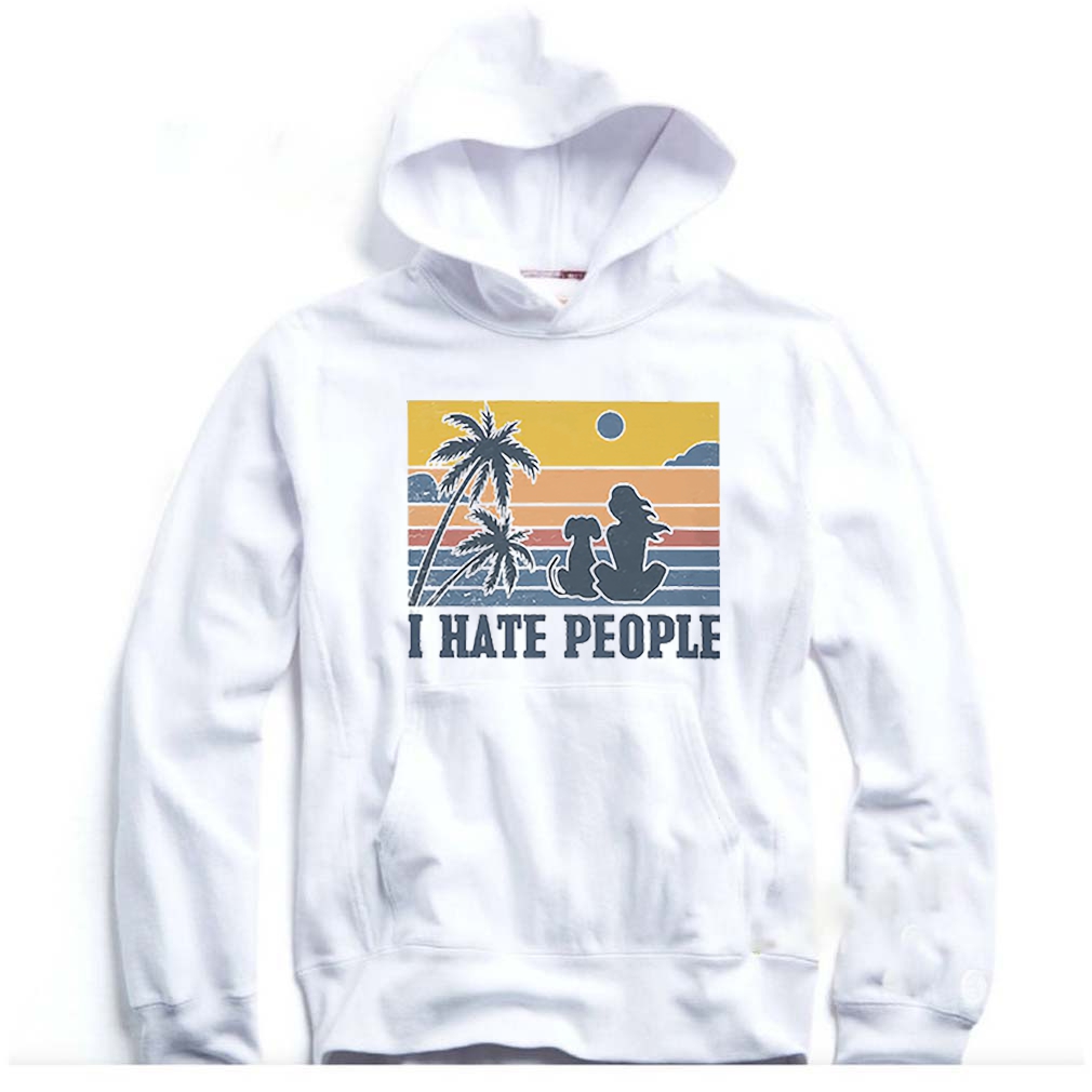 I Hate People Dog Beach Girl Vintage T-