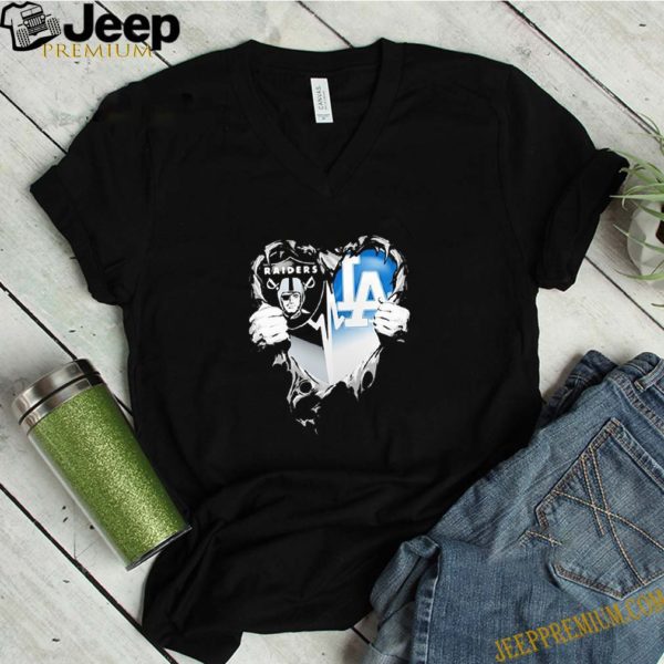 Insides Me Oakland Raiders And Los Angeles Dodgers Logo shirt