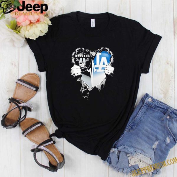 Insides Me Oakland Raiders And Los Angeles Dodgers Logo shirt