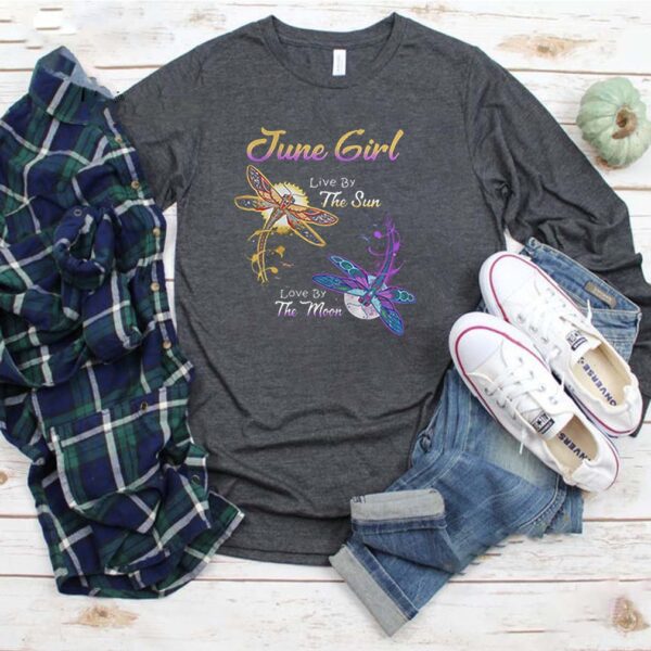 June girl live by the sun love by the moon dragonfly shirt