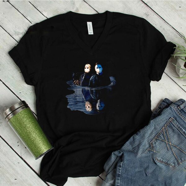 Jason Voorhees and Michael Myers face mask mirror water reflection hoodie, sweater, longsleeve, shirt v-neck, t-shirt