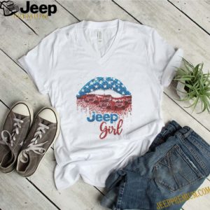 Lips Jeep Girl American Flag T-shirt