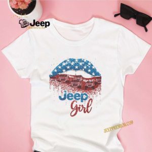 Lips Jeep Girl American Flag T-