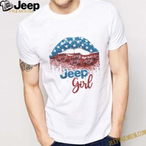 Lips Jeep Girl American Flag T-shirt