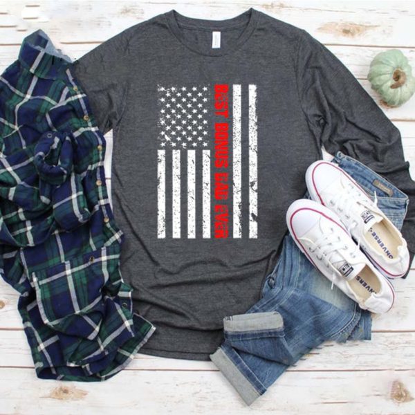 Mens Best Bonus Dad Ever American Flag Fathers Day 4th of July T-Shirt