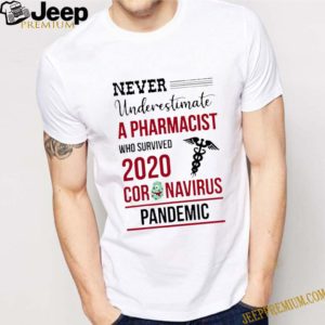 Never Underestimate A Pharmacist Who Survived 2020 Coronavirus Covid-19 shirt