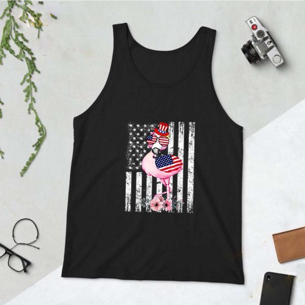 Pink Flamingo 4th of July American Flag Independence Day T-