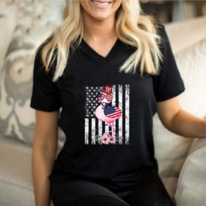 Pink Flamingo 4th of July American Flag Independence Day T-Shirt