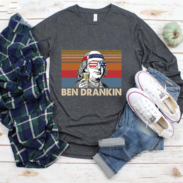 Vintage Benjamin Franklin Ben Drankin Drink Beer 4th Of July Independence Day American Flag T-Shirt