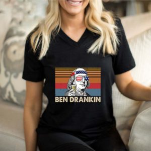 Vintage Benjamin Franklin Ben Drankin Drink Beer 4th Of July Independence Day American Flag T-