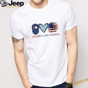 Welder Love Heart Sunflower American Flag Independence Day shirt