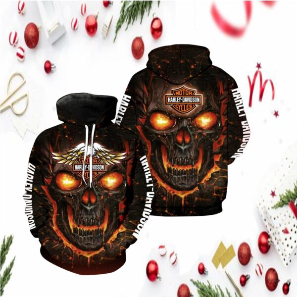 Harley Davidson Skull Hoodie 3d Copy 3