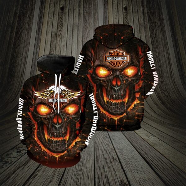 Harley Davidson Skull Hoodie 3d Copy