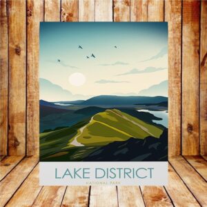 Lake district print catbells england art poster