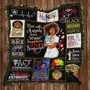Not All Angels Have Wings Some Have Stethoscope – Black Educated Nurse Quilt Blanket