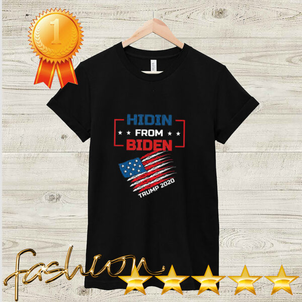 Hidin From Biden red US Flag Trump 2020 Funny Anti Joe Biden T Shirt 2