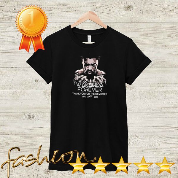 Offical Wakanda Forever Chadwick Boseman 1976 2020 thank you for the memories signature hoodie, sweater, longsleeve, shirt v-neck, t-shirt 2