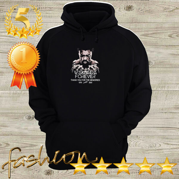 Offical Wakanda Forever Chadwick Boseman 1976 2020 thank you for the memories signature hoodie, sweater, longsleeve, shirt v-neck, t-shirt 3