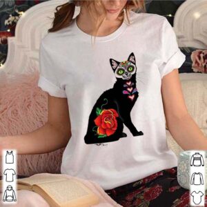 Black Cat Make Sugar Skull With Rose Day Of The Dead shirt 3