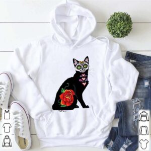 Black Cat Make Sugar Skull With Rose Day Of The Dead shirt 5